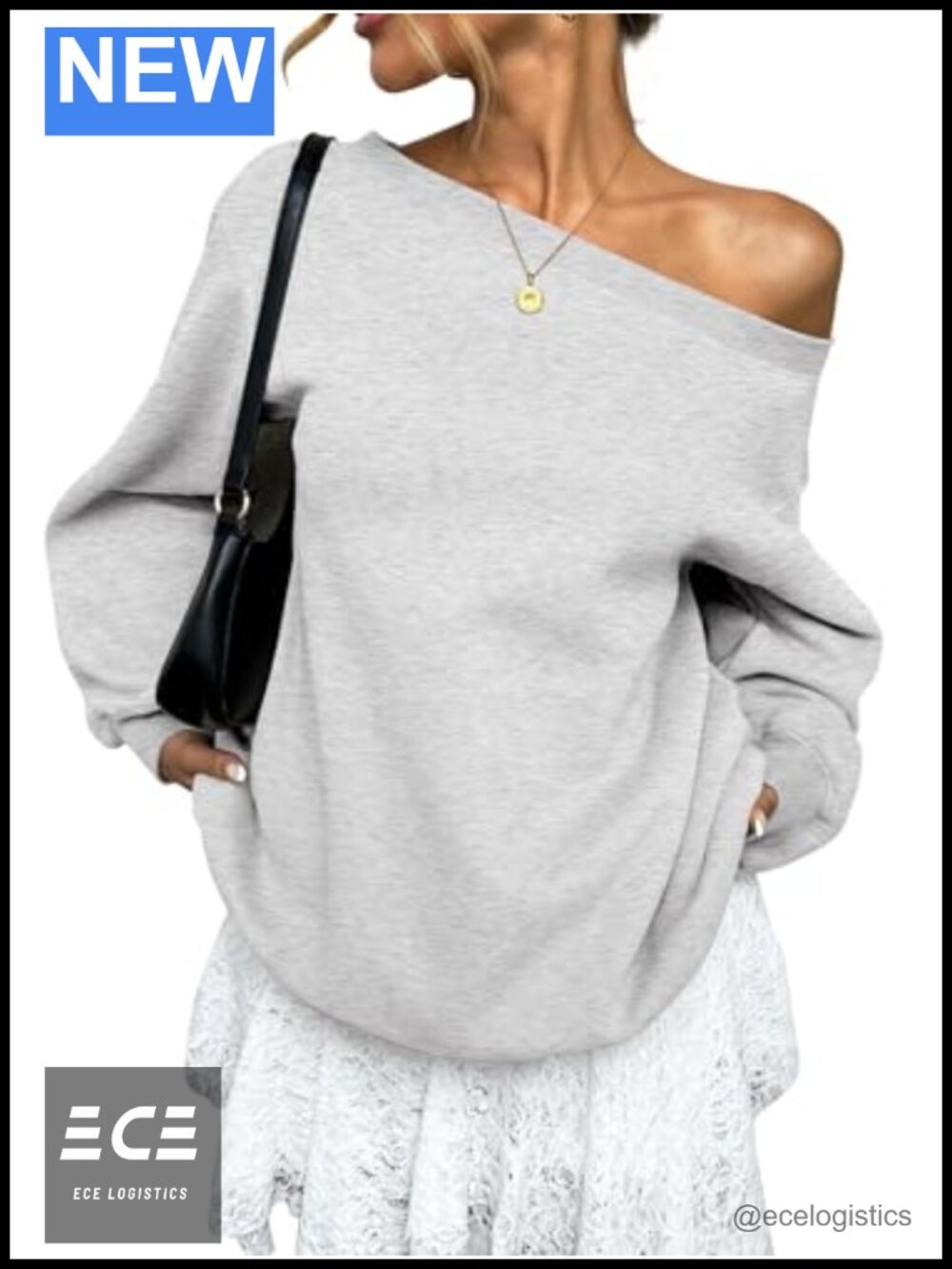 Oversized Fleece Off the Shoulder Sweatshirt Pullover Asymmetrical